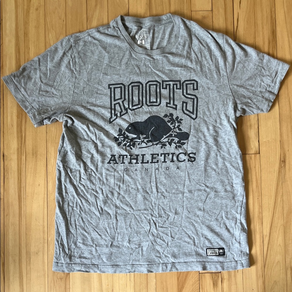 Roots Athletics Heather Gray Men's Graphic Logo Tee